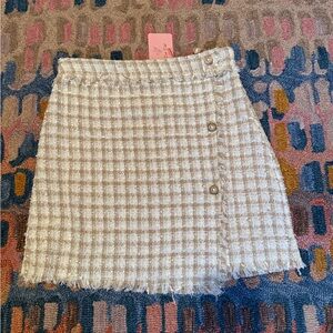 Blu Pepper Beige Checkered Mini Skirt